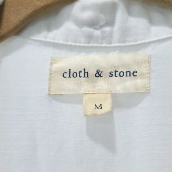 Cloth & Stone( Anthro)Raw Hem White Tencel Button Down Shirt, Med - Picture 3 of 6